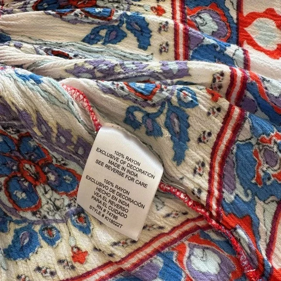 🛍️SALE🛍️ Patrons of Peace BOHO Sleeveless Ruffle Hem Peplum Mixed Floral Top - Picture 5 of 6